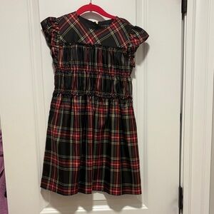 J crew Crewcuts girls plaid holiday dress lined gold zipper back to school sz 7